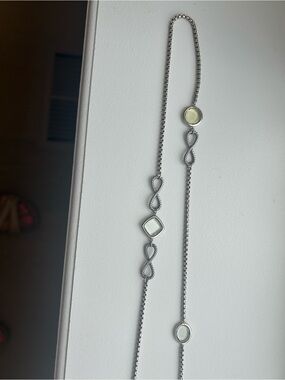 David Yurman Silver Cable Necklace with Prasiolite gemstones. 22 inches long.